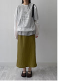 Tuba Wrinkle Banding Long Skirt