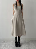 Bell sleeveless flare long one-piece