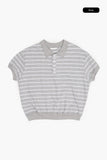 Momo stripe collar crop tee