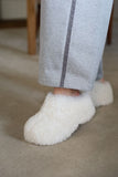 Fluffy wool platform sole sandal