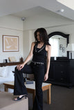 Red Studded Bootcut Pants