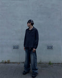 Crack Washed Tin Blue Denim