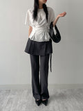 [Skirt SET] Grid pin tuck boot cut slacks