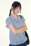 Coco check frill blouse