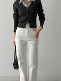 Center Crease Semi Bootcut Denim Pants