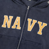 Navy Washed Zip Hoodie