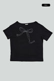 Ribbon unbalanced t-shirt
