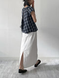 Tom Check Flare Short Sleeve Blouse