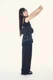 Ranova sheer check halter top