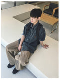 Loose Patch Washed Half Shirt