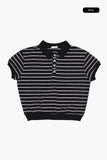 Momo stripe collar crop tee