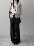 Block High Neck See-Through Blouse