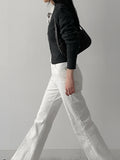 Center Crease Semi Bootcut Denim Pants