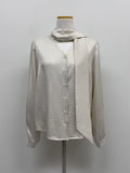 Satin Tie V-Neck Blouse