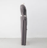 Showdy Unbalanced Rib Cardigan + Pants Set