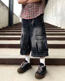 Round Curve Cargo Bermuda Denim