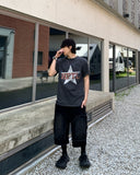Damage Cut Double Knee Bermuda Banded Denim