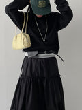 One-shoulder boat neck loose fit sweatshirt