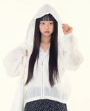 Fairy cropped sheer hoodie zip-up