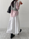 Ribbon shirring flare long skirt
