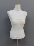[with cup] Button ribbed sleeveless bra top