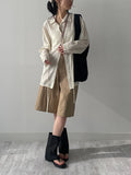 Wrinkle See-Through String Loose Fit Shirt