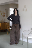 Rib mohair collar cardigan