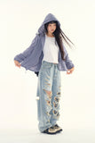 Happy destroyed wide denim pants