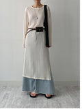 547 Vintage Flare Long Denim Skirt