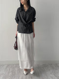 Crinkle Big Collar Wrap Blouse