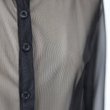 Rib crop see-through shirt