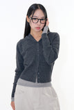 Button hood cardigan