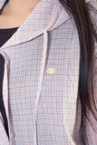 Maron check shirt hoodie
