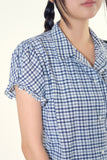 Coco check frill blouse