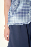 Coco check frill blouse