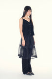 Pure shirring sleeveless blouse