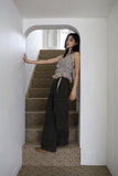 Leopard ruffle sleeveless blouse