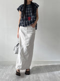Tom Check Flare Short Sleeve Blouse