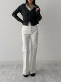 Center Crease Semi Bootcut Denim Pants