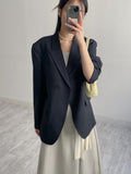 Unbalanced One Button Loose Fit Single Jacket