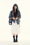Rosy cotton frill midi skirt