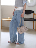 Double white layered denim
