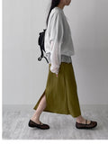 Tuba Wrinkle Banding Long Skirt