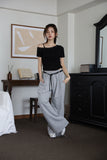 Leather belt string pants