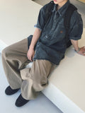 Loose Patch Washed Half Shirt
