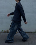 Crack Washed Tin Blue Denim