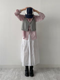 Ribbon shirring flare long skirt