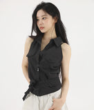 ST Back Slit Sleeveless Shirt