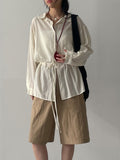 Wrinkle See-Through String Loose Fit Shirt