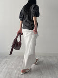 Crinkle Big Collar Wrap Blouse